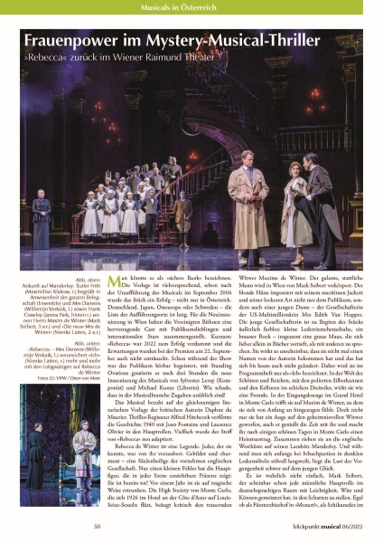 Rezension zum Revival von REBECCA in Wien aus der BliMu 06-22