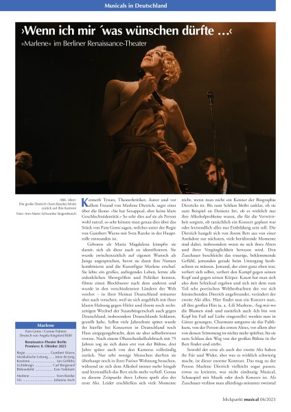 Rezension zur Aufführung von MARLENE aus Berlin aus der BliMu 06-23