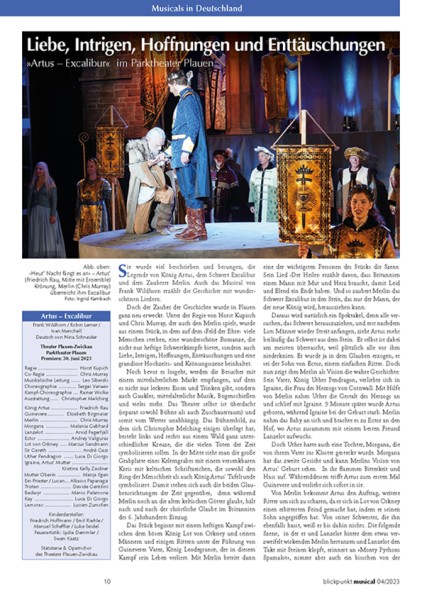 Rezension zur Aufführung von ARTUS EXCALIBUR aus Plauen aus der BliMu 04-23