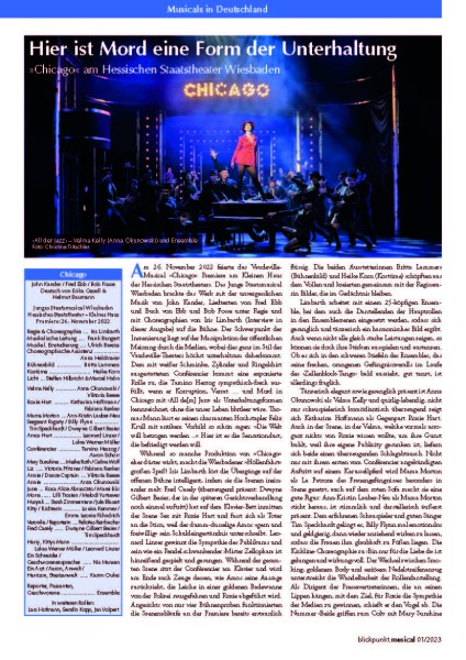 Rezension zur Aufführung von CHICAGO aus Wiesbaden aus der BliMu 01-23