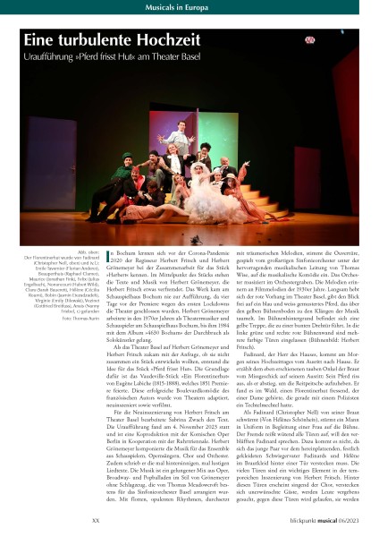 Rezension zur Uraufführung von PFERD FRISST HUT aus Basel aus der BliMu 06-23