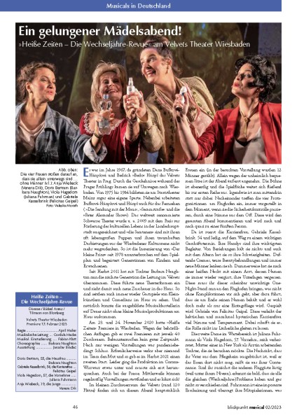 Rezension zur Aufführung von HEISSE ZEITEN aus Wiesbaden aus der BliMu 02-23