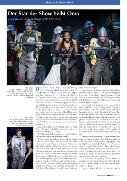 Rezension zur Aufführung von PIPPIN aus Dresden aus der BliMu 02-23