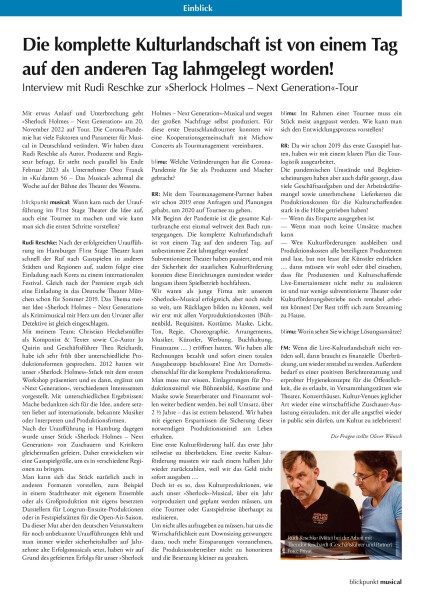 Interview mit Rudi Reschke zur Tournee von SHERLOCK HOLMES - NEXT GENERATION